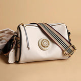 Leather Handbags Rotating Metal Lock Shoulder Bags