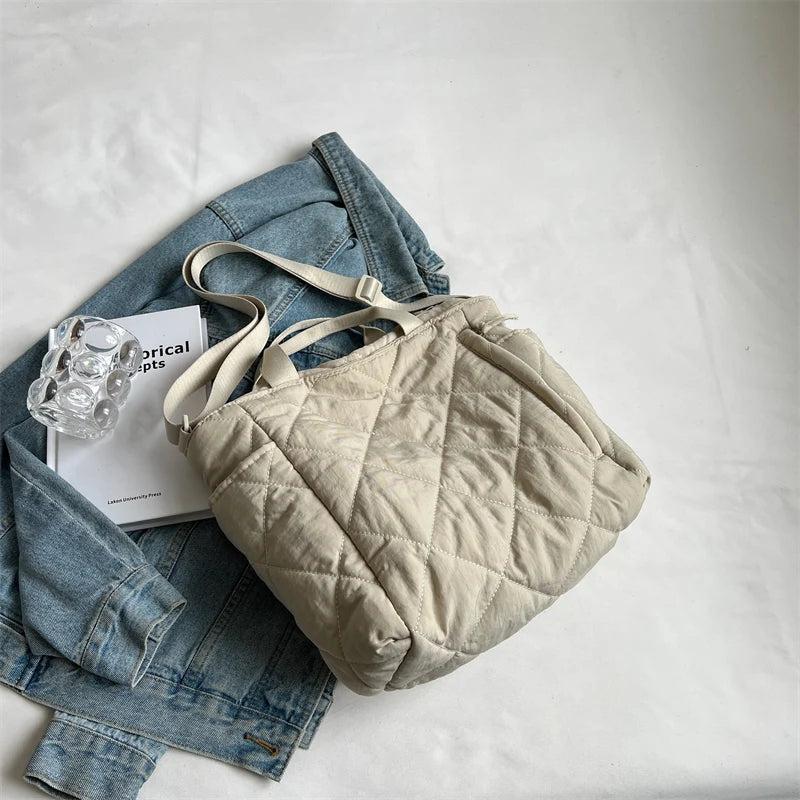 Casual Plaid Women's Tote Bags Handbags Solid Ladies Top Handle Shoulder Bag