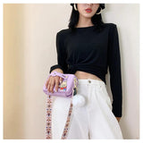 Bear Print Crossbody Bag Cartoon Design Small Square Purse for Women