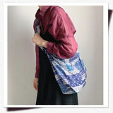 Women Shoulder Bag Casual Crossbody Bag Cotton Fabric Print Handbag