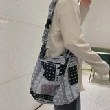 Women Shoulder Bag Casual Crossbody Bag Cotton Fabric Print Handbag