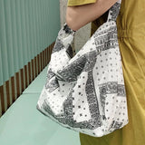 Women Shoulder Bag Casual Crossbody Bag Cotton Fabric Print Handbag