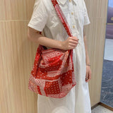Women Shoulder Bag Casual Crossbody Bag Cotton Fabric Print Handbag