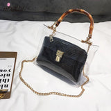Small Beach Handbag Transparent Women Hand Bags Chain Straw bag