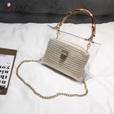 Small Beach Handbag Transparent Women Hand Bags Chain Straw bag