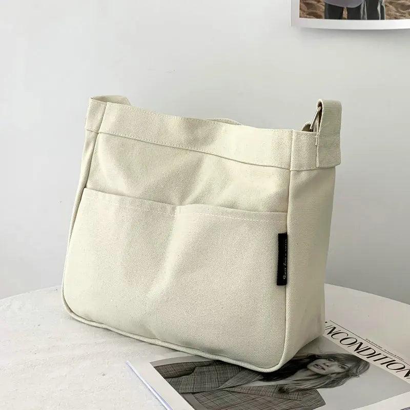 Solid Canvas Shoulder Bag Female Casual Shoulder Messenger Bag Style Women Sling