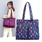 Waterproof Women Handbag Large Shoulder Bag Nylon Tote Purple Mummy Diaper Bags