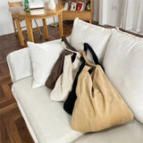 Corduroy Shoulder Bag for Women Reusable Shopping Tote