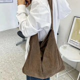 Corduroy Shoulder Bag for Women Reusable Shopping Tote