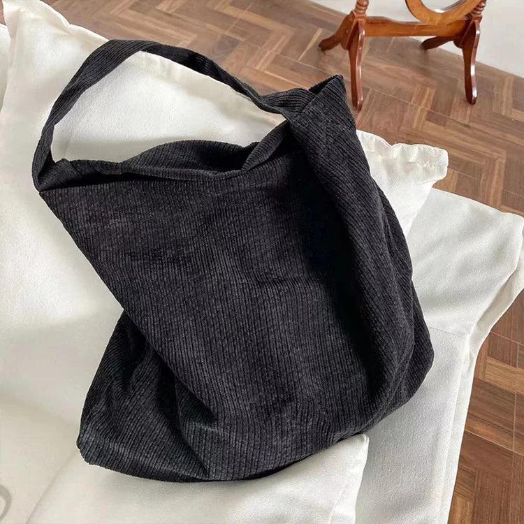 Corduroy Shoulder Bag for Women Reusable Shopping Tote