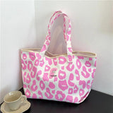 Leopard Women Handbags Large Capacity Totes Bags Canvas Top Handle Bag