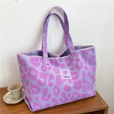 Leopard Women Handbags Large Capacity Totes Bags Canvas Top Handle Bag