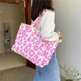 Leopard Women Handbags Large Capacity Totes Bags Canvas Top Handle Bag