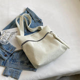 Corduroy Shopper Bag Autumn Winter Canvas Tote B535