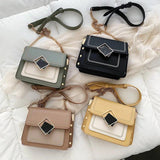 Chain PU Leather Crossbody Bags Women Small Shoulder Messenger Bag