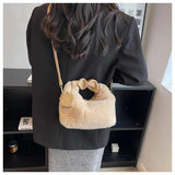 One Shoulder Plush Fabric French Stick Bag Girl