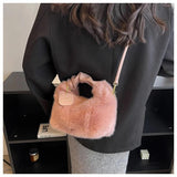 One Shoulder Plush Fabric French Stick Bag Girl