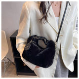 One Shoulder Plush Fabric French Stick Bag Girl