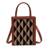Triangle Pattern Small Tote Leather Shoulder Bag for Women