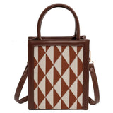 Triangle Pattern Small Tote Leather Shoulder Bag for Women