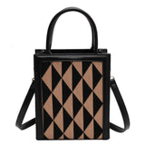 Triangle Pattern Small Tote Leather Shoulder Bag for Women