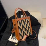 Triangle Pattern Small Tote Leather Shoulder Bag for Women