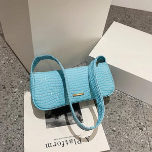 Crocodile Pattern Small PU Leather Shoulder Side Bags for Women