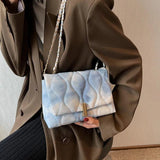 Embroidery Pu Leather Ladies Handbags Chain Strap Flap Crossbody Bags