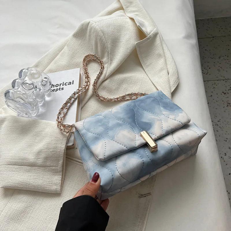 Embroidery Pu Leather Ladies Handbags Chain Strap Flap Crossbody Bags