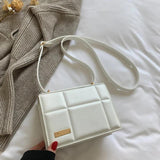 Solid Pu Leather Square Shoulder Bag for Women