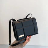 Solid Pu Leather Square Shoulder Bag for Women