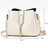 Tassel Pendant Shoulder Bag for Women PU Leather Bucket Crossbody Bag
