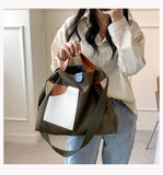 Mixed Women Handbags Ladies Solid Large Capacity Casual Canvas Shoulder