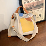 Mixed Women Handbags Ladies Solid Large Capacity Casual Canvas Shoulder