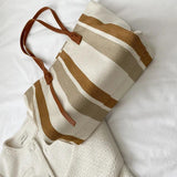 Large Capacity Women's Shoulder Bags Vertical Stripe Tote Bag