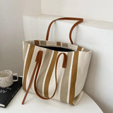 Large Capacity Women's Shoulder Bags Vertical Stripe Tote Bag