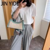 Summer Straw Bags Scarf Crossbody Shoulder Bag Female Handbags