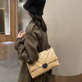 Embroidery Thread PU Leather Crossbody Bag with Chain Shoulder Strap