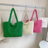 Pleated Plaid Shoulder Bag Sweet Ladies Handbags Casual Tote Bags For Women