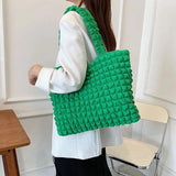 Pleated Plaid Shoulder Bag Sweet Ladies Handbags Casual Tote Bags For Women