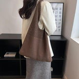 High Woman Knitted Bag French Shoulder Bags Large Capacity Female Tote Bag