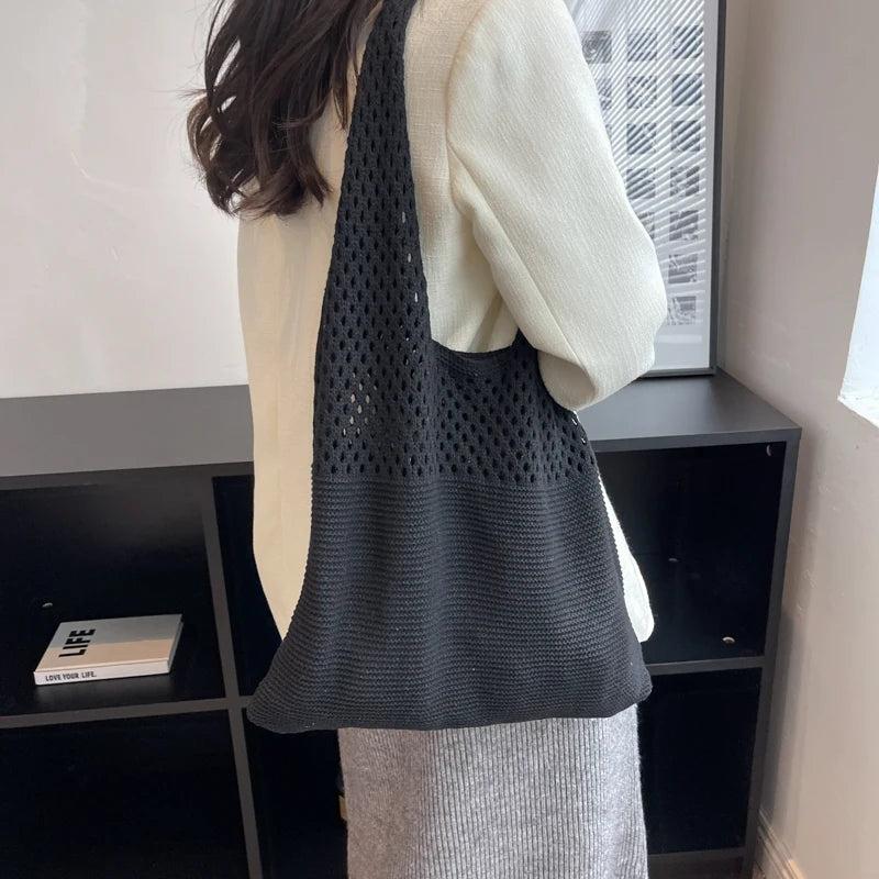 High Woman Knitted Bag French Shoulder Bags Large Capacity Female Tote Bag