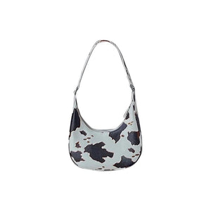 Mini Cow Print Crescent Shoulder Bag with Chain Strap