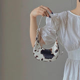 Mini Cow Print Crescent Shoulder Bag with Chain Strap