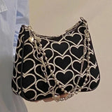 Heart Shape Embroidered Girl Shoulder Bag Winter Tote