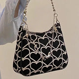 Heart Shape Embroidered Girl Shoulder Bag Winter Tote