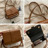 Retro Ladies PU Small Square Shoulder Bag Solid Casual Messenger Bags