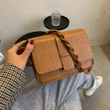 Retro Ladies PU Small Square Shoulder Bag Solid Casual Messenger Bags