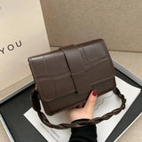 Retro Ladies PU Small Square Shoulder Bag Solid Casual Messenger Bags