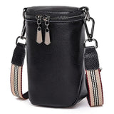 Cowhide Leather Messenger Bags Mini Women Messenger Handbag Zipper Strap Sling